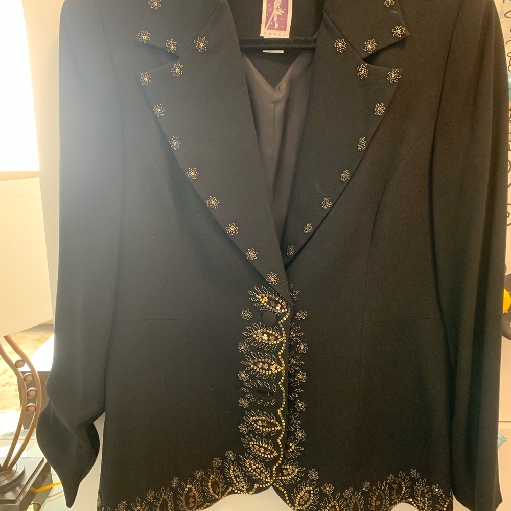 Elegant Black Embroidered Women's Jacket
